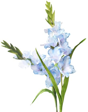 Konstgjord gladiolus med lång stam, uppsättning av 2, hem/bröllop/kontorsdekor (blå)