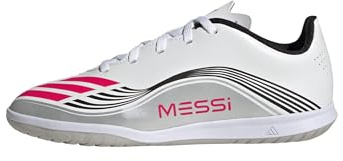 Adidas Unisex niños F50 Messi Club Indoor Football Boots Kids, FTWR White/Lucid Red/Silver Met., 38 EU