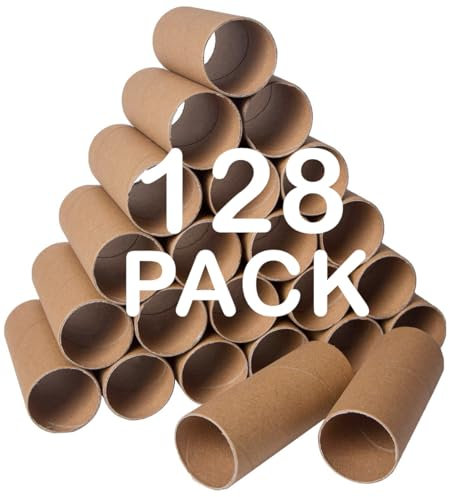 Confezione da 128 tubi di cartone spessi per artigianato, rotoli di cartone rotondi, tubi per artigianato, rotoli di carta igienica, tubi di carta per artigianato, tubi rotondi per artigianato, 4 x 9