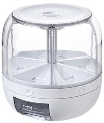 Flingdispenser Ris Roterande Spannmålsförvaringsbehållare Risdispenser Matdispenser One-Click Output 6L Kapacitet Livsmedelsdispenser