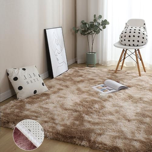 GOUSANG Tappeto in Finta Pelle di Pecora-Agnello 200 x 220 cm Pelliccia Sintetica Tappeto Morbido e Antiscivolo per Computer, Sedia, Super Morbido, Antiscivolo, Cachi