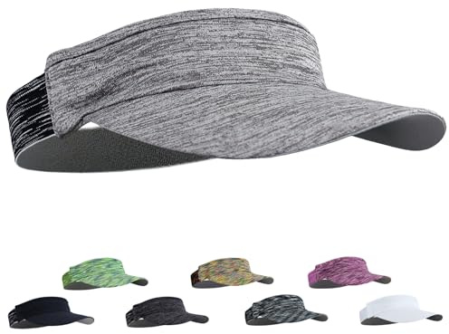 LUKIUP Visière Sport sans Toit, Bandeau Absorbant Séchage Rapide, Ultraléger pour Tennis/Golf/Running, Casquette à Visière Unisexe avec Protection Solaire(Gris Clair)