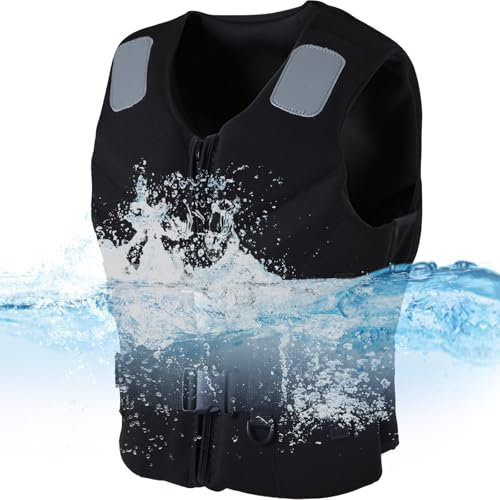 PRPRP Giubbotto salvagente in Neoprene for Uomo e Donna, Dispositivo ausiliario con galleggiabilità Regolabile, Giubbotto da Nuoto for Immersioni, Surf e Canoa(Black,2XL(85-95KG))