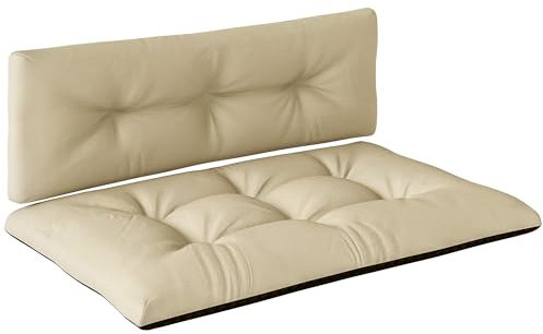 Outsunny Conjunto de 2 Cojines para Palets con Tela Resistente Impermeable Anti-UV Cojines Exterior para Jardín Terraza Interior Asiento 120x77 cm Respaldo 120x40 cm Beige