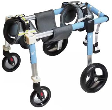 Carrello per la mobilità del cane, sedia a rotelle, supporto regolabile per animali domestici con 4 ruote per cani disabili