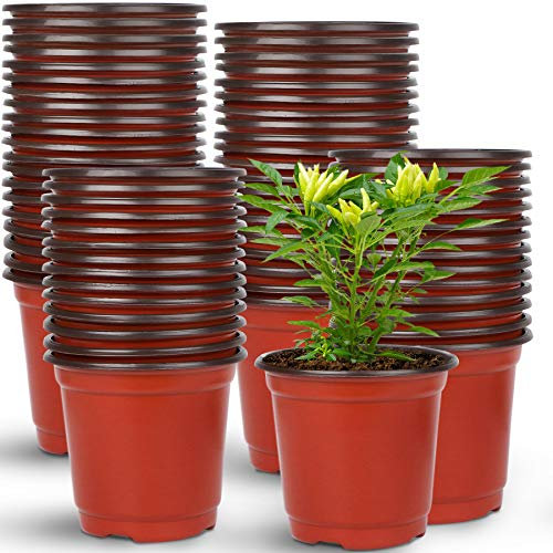 Augshy 150 Pièces 10CM Pots de Fleurs en Plastique Intérieur, Adapté pour Semis, Fleurs, Succulentes