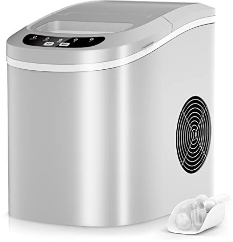 RELAX4LIFE Macchina Ghiaccio 2,2 L, Fabbricatore Cubetti 12 kg in 24 H, Ciclo Produttivo 6-13 Minuti, Tecnologia a Infrarossi, Funzionamento Automatico (Agrento)