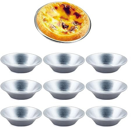 Eierkuchenformen – 10 Stück Kuchenform aus Aluminium, Muffinform, Kuchenform für Eier, Backformen, antihaftbeschichtet und wiederverwendbar, für Cupcake, Kuchen, Desserts, Silber