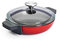 Woll Iron Servierpfanne mit Deckel und Silikongriffen - Induktiv -, Ø 20 cm, 5,5 cm hoch - Geeignet für alle Herdarten, Eisenguss, backofenfest bis zu 250°, rot