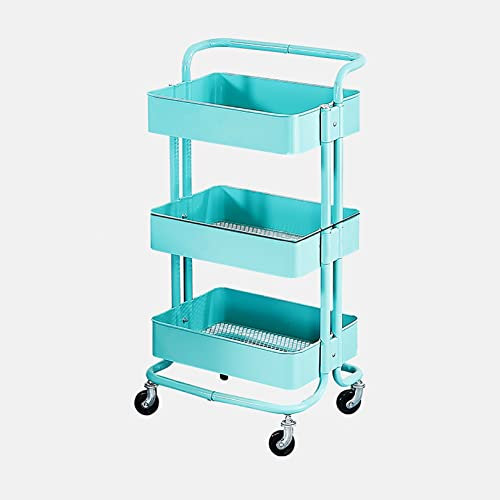 Carrello multiuso in metallo con ruote girevoli a 3 livelli, per cucina, bagno, ufficio, officina, carrello di servizio rosa, carrello di servizio mobile per bar, resistente ed elegante
