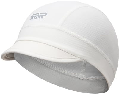 THINDUST Gorro de calavera con ala corta, gorro que absorbe la humedad para ciclismo, senderismo, forro refrescante debajo del casco para hombres y mujeres, Blanco, talla única