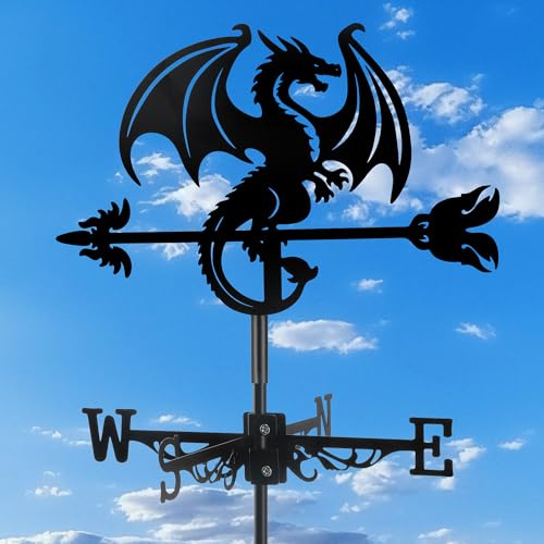 VESTCDF Dragon Wind Weathervanes Metal Weather Vane for Roof Mount Wind Direction Indicator Outdoor Weather Vanes Yard Patio Wind Vanes for Outside Yard Farm Garden Patio Decoration