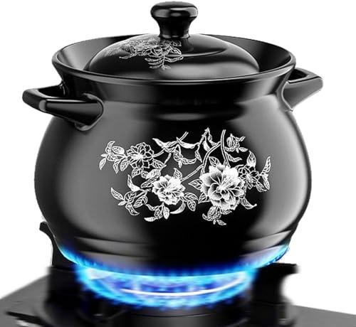 Cocotte en Terre Cuite, cocotte en céramique pour la Cuisson des soupes et du Porridge, résistante à la Chaleur, Facile à Nettoyer, Parfaite pour Les ragoûts et Les Plats mijotés