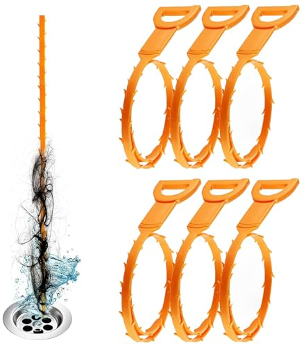 FAYAHAR 6 Piezas Desatascador Tuberias Profesional, Cable Desatascador Tuberias, Pillo de Limpieza para Desagüe, Limpieza de Fregadero Herramienta, para Cocina, Baño, Desagües