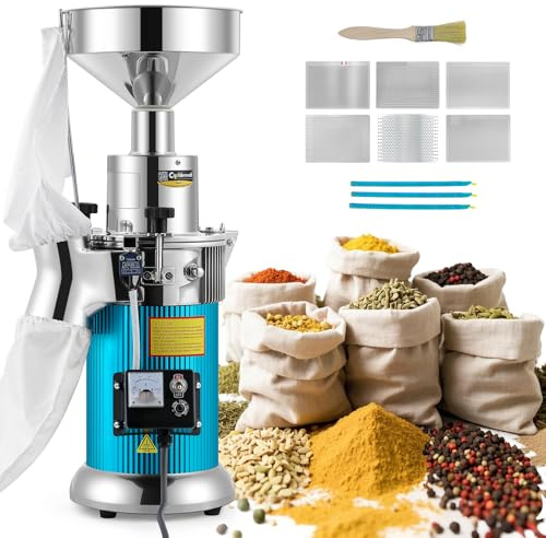 CGOLDENWALL Hammer Mill Grinder, 2000W Commercial Electric Herb Grinder, 44 Lbs/H, Continuous Feeding, with Funnel & 6 Sieve Meshes, Pulverizer for Dry Herb Grain Spice Nutmeg,110V