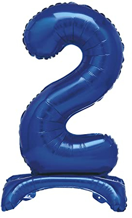 Unique Blue Standing Number 2 Foil Balloon 30, Packaged