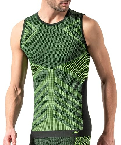 Risalti Maglia Termica Uomo Smanicato Energy - Intimo Termico Sportivo Termoregolante, Elasticizzato e Traspirante, Maglia Termica Manica Corta, Canottiera Senza Cuciture - Made in Italy