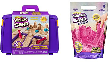 Kinetic Sand Sandspiel Koffer mit 907 Indoor-Sandspaß & Schimmersand Crystal Pink, 907 g - rosa Glitzersand für Indoor-Sandspiel aus Schweden, ab 3 Jahren