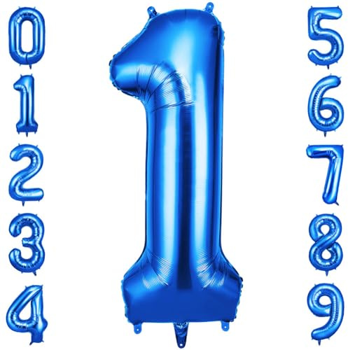 OFFCUP Helium Balloons, 40 Inches Number Balloons 1, Foil Birthday Balloon for Birthday Wedding Party Decorations Celebration Supplies (Blue)