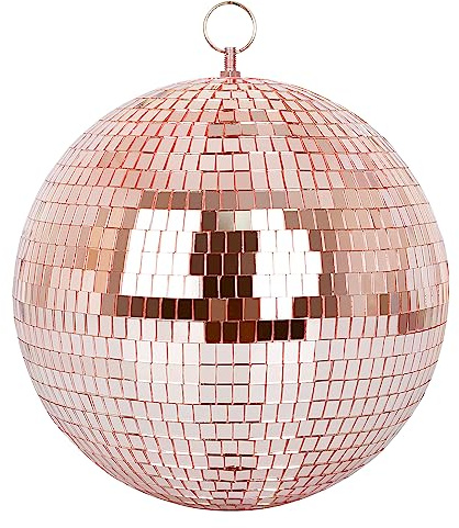 Mirror Ball, MUZTOP 10 Inch Disco Ball with Hanging Ring, Light Mirror Ball for Disco Parties DJ Stage Wedding Christmas Home Decor, Rose Gold