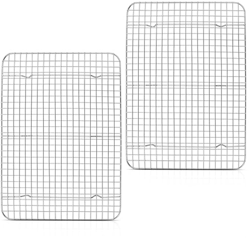 Homikit 2 stycken kylgaller i rostfritt stål, 42 x 29,3 x 1,8 cm, bakning tårtgaller | Rektangulärt stort kylgaller bakgaller för bakning kylning, robust kylgaller, hälsosamt och diskmaskinssäkert