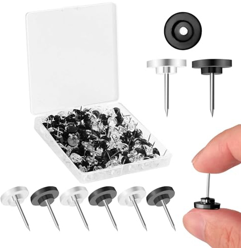 200 stycken transparenta häftstift vit och svart, längd 17 mm anslagstavlor, platta häftstift, dekoration med förvaringslåda för tavla, världskarta, kork, tavla, vägganslagstavla (huvuddiameter 10 mm)