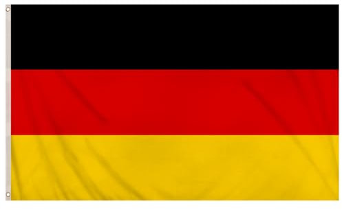 3ft x 5ft Germany Flag - 91cm x 152cm German Flag with Double Stitched Seams, Football World Cup, Euros, Olympics, Flags 5ft x 3ft with Eyelets, German Decorations