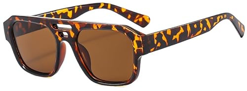 Long Keeper Retró Occhiali da Sole Uomo Donna Occhiali da Sole Pilota Anni 70 Classici Occhiali da Guida Anni Unisex (marrone leopardo)
