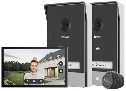 EZVIZ 2K Video Türklingel Kit mit Türsprechanlage*2 und 7 Farb-Touchscreen, KI Personenerkennung und Zwei-Wege-Audio, 2 Gegensprechanlage mit Türöffner, Dualband-WLAN, HP7 2-Entry Kit
