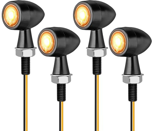 Justech 4 st mini LED-blinkers för motorcykel, E-märke, E24-godkänd, 12 V, IP65, vattentäta för motorcykel och skoter M8