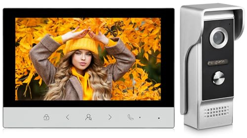 1080P Video Intercom System, Wired Video Doorbell HD Camera with 7 Inch Monitor, 4-Wire Video Door Phone Intercoms Panel Kits Support Unlock, Monitoring, 2-Way Audio for Villa Home Office Apartment