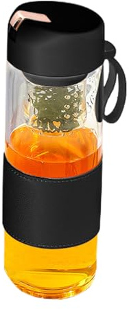 Bouteille de thé en verre – Tasse à café isolée | Bouteille d'eau en verre avec séparation magnétique pour thé et eau, 450 Ml, avec infuseur pour maison, appartement, Camping, voyage, voiture