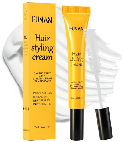 FUNAN Hair Mascara for Flyaways, 3-in-1 Hair Styling Cream with Taming Wand, No White Residue, Frizz Control & Edge Styling for Baby Hairs, Slick Back Hair Products for All Hair Types, 0.6 oz