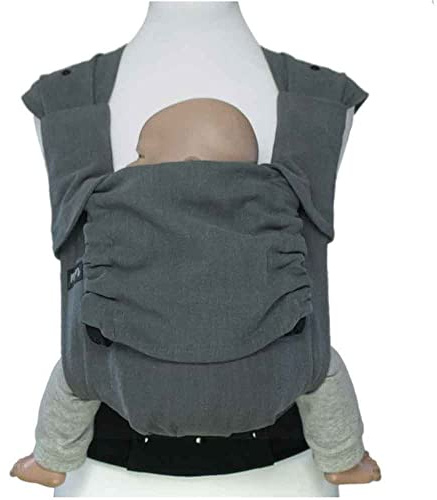 MamaMotion MaMo Babytrage – gefächerte Träger – Halfbuckle Tragehilfe – für Neugeborene ab Geburt von 50 – 86 cm - ergonomische Sitzhaltung – Bauchtrage – Hüfttrage - Rückentrage (Steini)