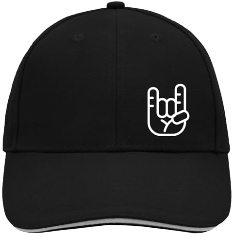 Huuraa Cappy Mütze Pommesgabel Hand Black/Light Grey Baumwolle 6-Panel Kappe Geschenkidee