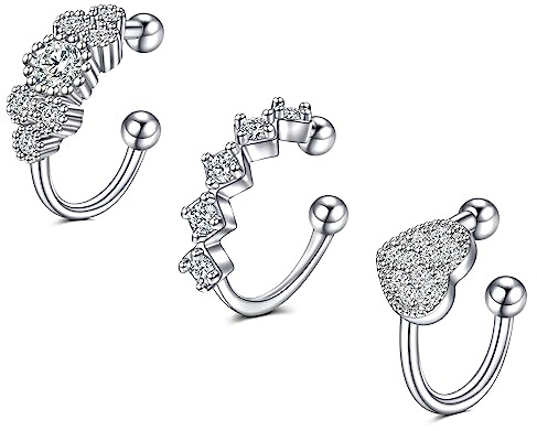 Incaton - Orecchini Ear Cuff, clip per orecchini senza fori, non piercing, clip su cartilagine, orecchini per uomini e donne, orecchio a sbuffo per donne e uomini, Metallo