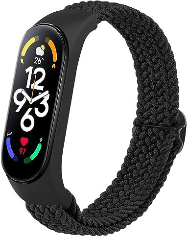 Vancle Armband für Xiaomi Mi Band 7/6/5 und Amazfit Band 5, Elastisches Nylon Uhrenarmband, Verstellbares Ersatzband für Damen und Herren