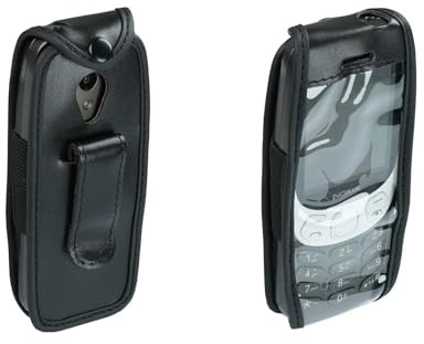 caseroxx Ledertasche mit Gürtelclip für Nokia 3210 (2024) in schwarz – robuste Handy-Tasche mit Sichtfenster & Gürtelclip aus Echtleder, ideal für Beruf, Freizeit, Outdoor & sicheren Transport