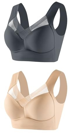 Keepink 2/3 Pc Sports Bras Women High Impact Full Coverage Bralettes Non Padded Wirefree Push Up Bra Lace Sexy Bras Workout Gym Tshirt Bra Ladies Everyday Bras Plus Size 12-24 UK Sale