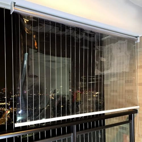 Wasserdichte Außenrollos für Fenster, Balkon, Pavillon, Terrasse, transparent und winddicht, 80 cm x 260 cm
