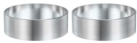 QUARKZMAN 2Pcs Anello per Torta Rotondo 2.36 x 1 Pollice in Acciaio Inossidabile Senza Saldature per Dolci Specchio Rivestito per Cottura di Dolci frittella Inglesi e Crumpet Strumento