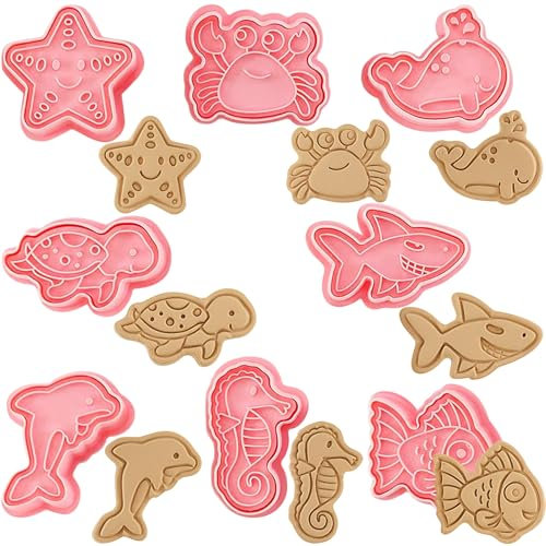 YeahBoom 8 Pezzi Tagliabiscotti,3D Pressable Formine per Biscotti,Tagliabiscotti 3D,Stampi Biscotti Plastica,Stampo Biscotti Natalizi per Decorare Biscotto Dolci Torta,Set Formine per Biscotti