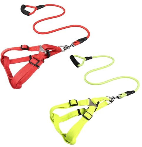 Lot de 2 Harnais Chien, Harnais Anti Traction pour Chien, Harnais en Nylon Durable, pour Chiens de Petite et Moyenne Taille, Idéal pour Chiots et Animaux de Compagnie