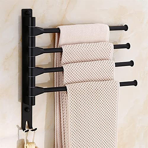 ZJHQQB Bathroom Shelves Towel Rail Rack European Black Space Aluminum Bathroom Towel Rack, Rotating Rod Towel Rack, Hotel Bath Towel Bar 3 Bar Movable Pole Wall Mounted for Bathroom Kitchen