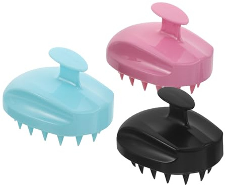UPKOCH Cepillo de Masajeador de Cuero Cabelludo de Silicona 3 Piezas, Exfoliante Capilar y Flexible para Ducha y Champú, Depurador Portátil para Cuidado Diario y Relajación