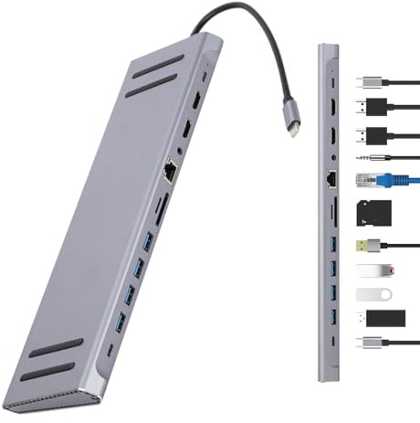 Estación de Acoplamiento para Computadora Portátil, Estación de Acoplamiento USB C | Adaptador multipuerto Hub USB Base para computadora portátil | Extensor para PC con Base para computadora,