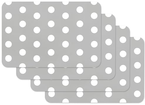 Venilia Tischset Grau Punkte Muster, Platzset für Esszimmer, Esstischmatten, Telleruntersetzer, Platzdeckchen, abwischbar, lebensmittelecht, 45 x 30 cm, 4 Stück, 59051