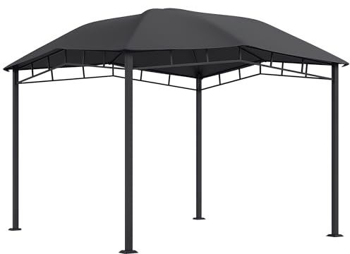 Outsunny 3x3(m) Outdoor Gazebo Garden Gazebo Pavilion Sunshade Canopy Tent with Steel Frame, Grey