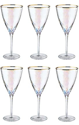 BUTLERS 6er Set Weingläser mit Goldrand 400ml Vintage Gläser - SMERALDA - Weinkelche aus mundgeblasenem Glas | Gläser & Trinkgeschirr für Weißwein, Rotwein, Aperitifs und Wasser