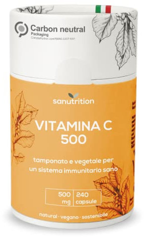 Vitamin C 500 mg pro Kapsel | 240 Kapseln | Gepuffert und pflanzlich | gute Bioverfügbarkeit und Verträglichkeit | Vegan | 100 % Papierverpackung…